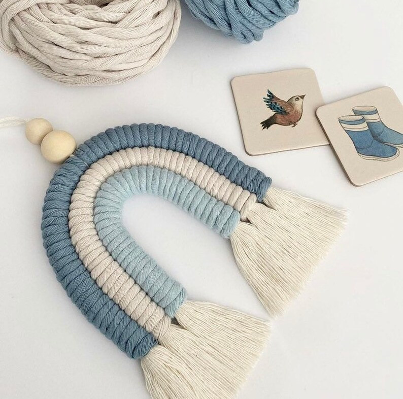Blue Hues Macrame Rainbow Wall Hanging. Scandi Boho Decoration/accessories. Nursery, Playroom and... | Etsy (UK)