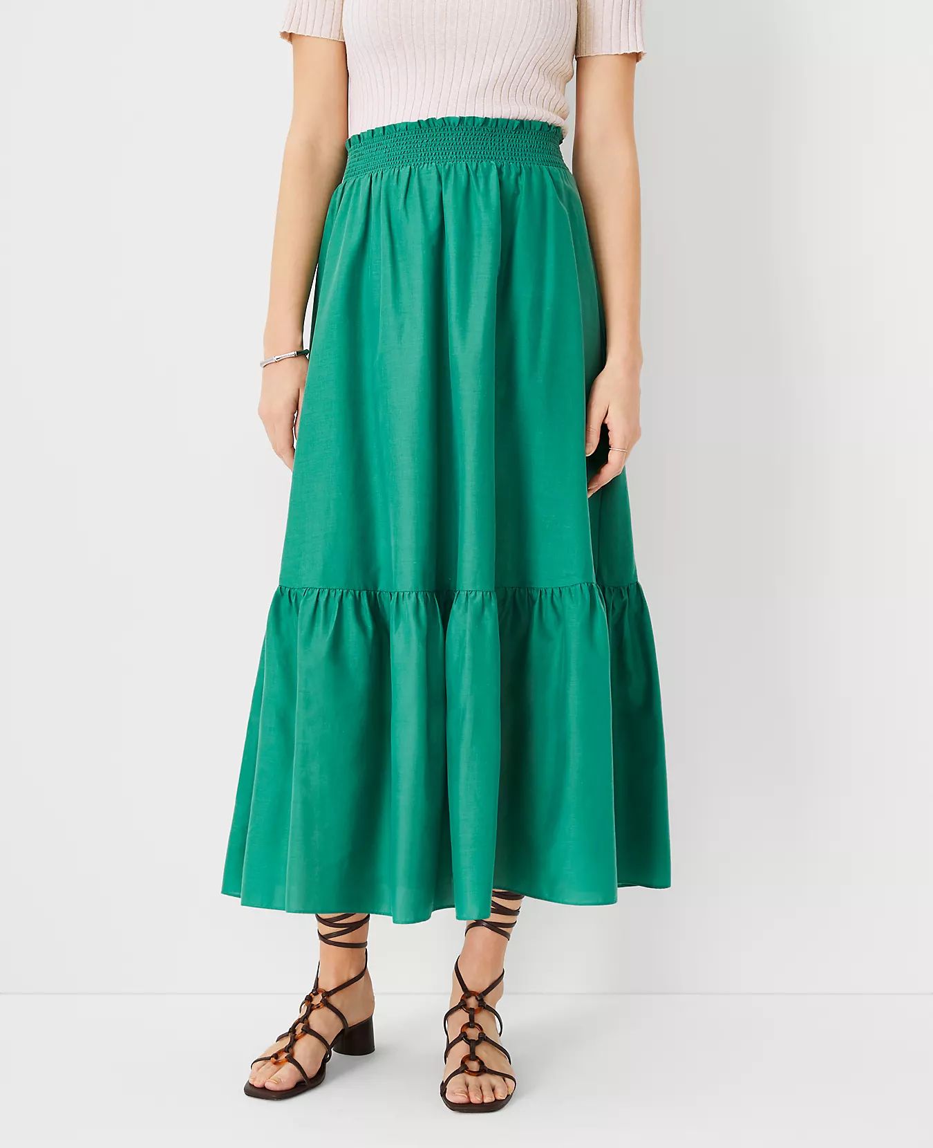 Petite Flounce Pull On Maxi Skirt | Ann Taylor (US)