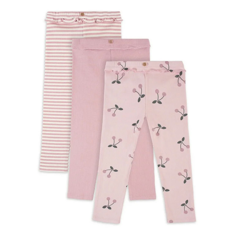 Modern Moments by Gerber Baby & Toddler Girls Ribbed Leggings, 3-Pack, (12M - 5T) | Walmart (US)