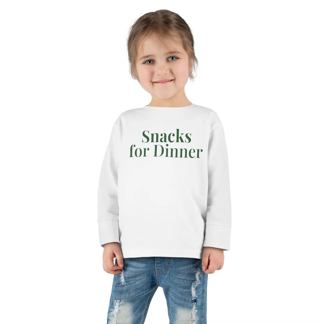 Snacks for Dinner Funny Shirt for Little Kids Snack Shirt Toddler Long Sleeve Tee Gift for Kids F... | Etsy (US)