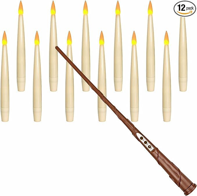 Leejec Floating Candles with Magic Wand Remote(6/18H Timer), 12pcs 6.1" Hanging Flameless Taper C... | Amazon (US)