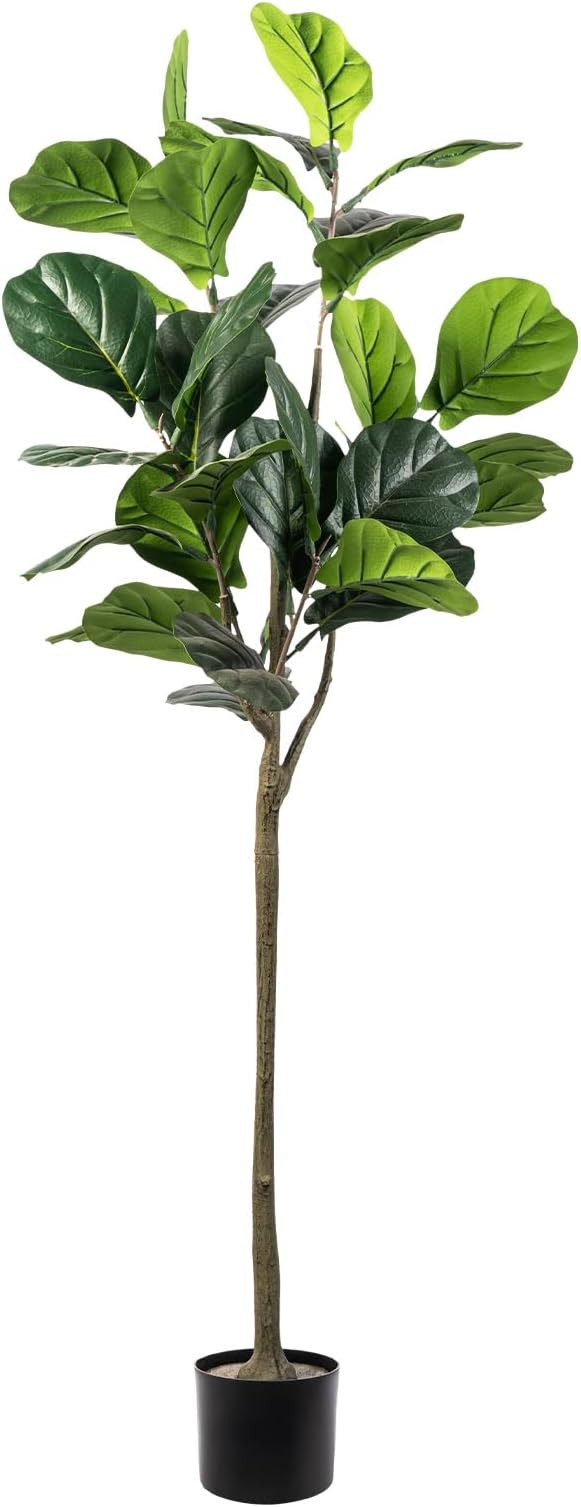 Artificial Fiddle Leaf Fig Tree, 5FT Faux Ficus Lyrata Plant Tall Fake Tree for Home Decor Artifi... | Amazon (US)