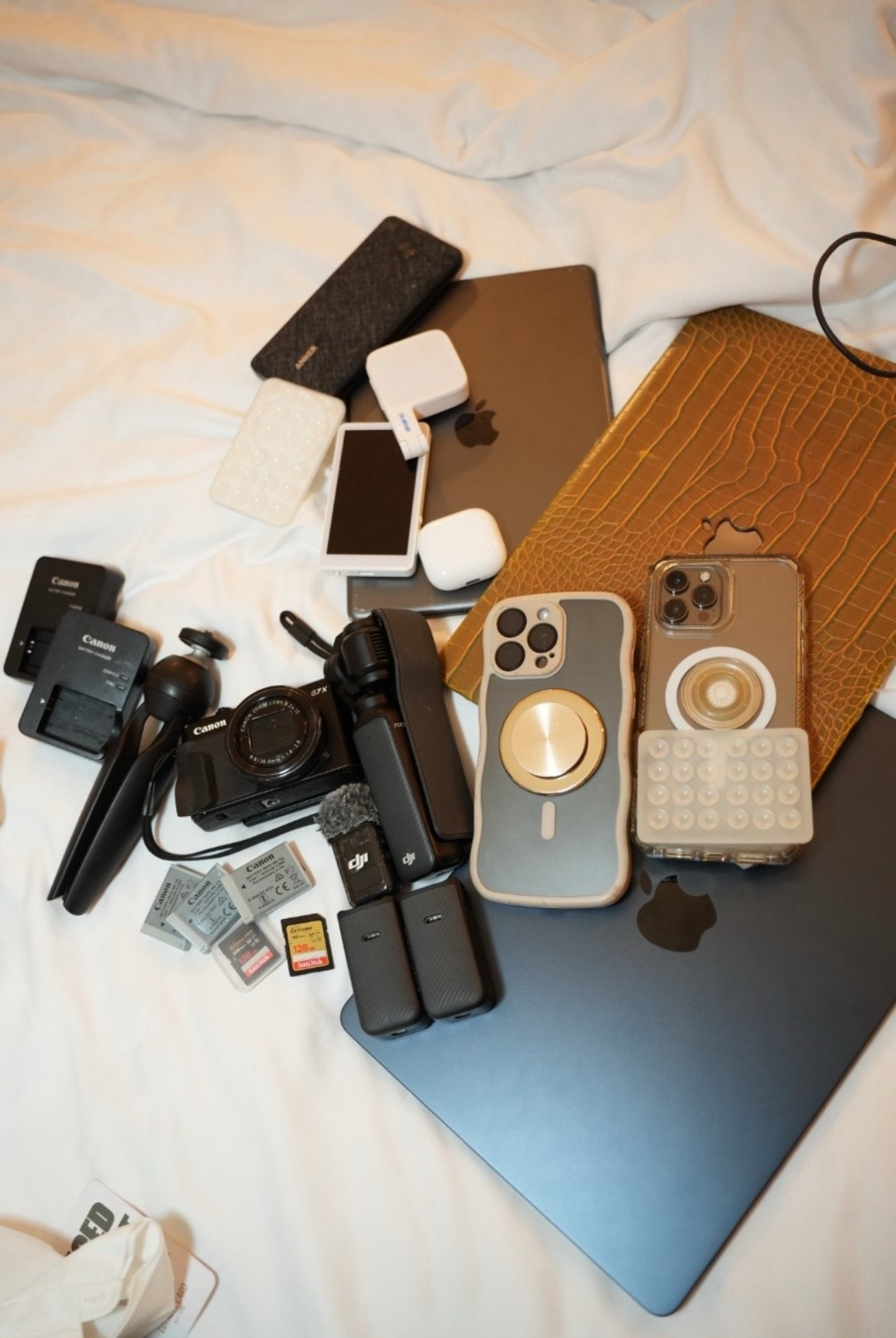 content creator travel setup apple sony sandisk anker_official canon dji travel essentials apple iphone 15 pro max influencer gear flatlay travel tech setup creator must haves minimalist packing aesthetic 

 

#LTKGiftGuide #LTKSaleAlert #LTKFamily

#LTKdayinmylife #LTKvlog #LTKSaleAlert