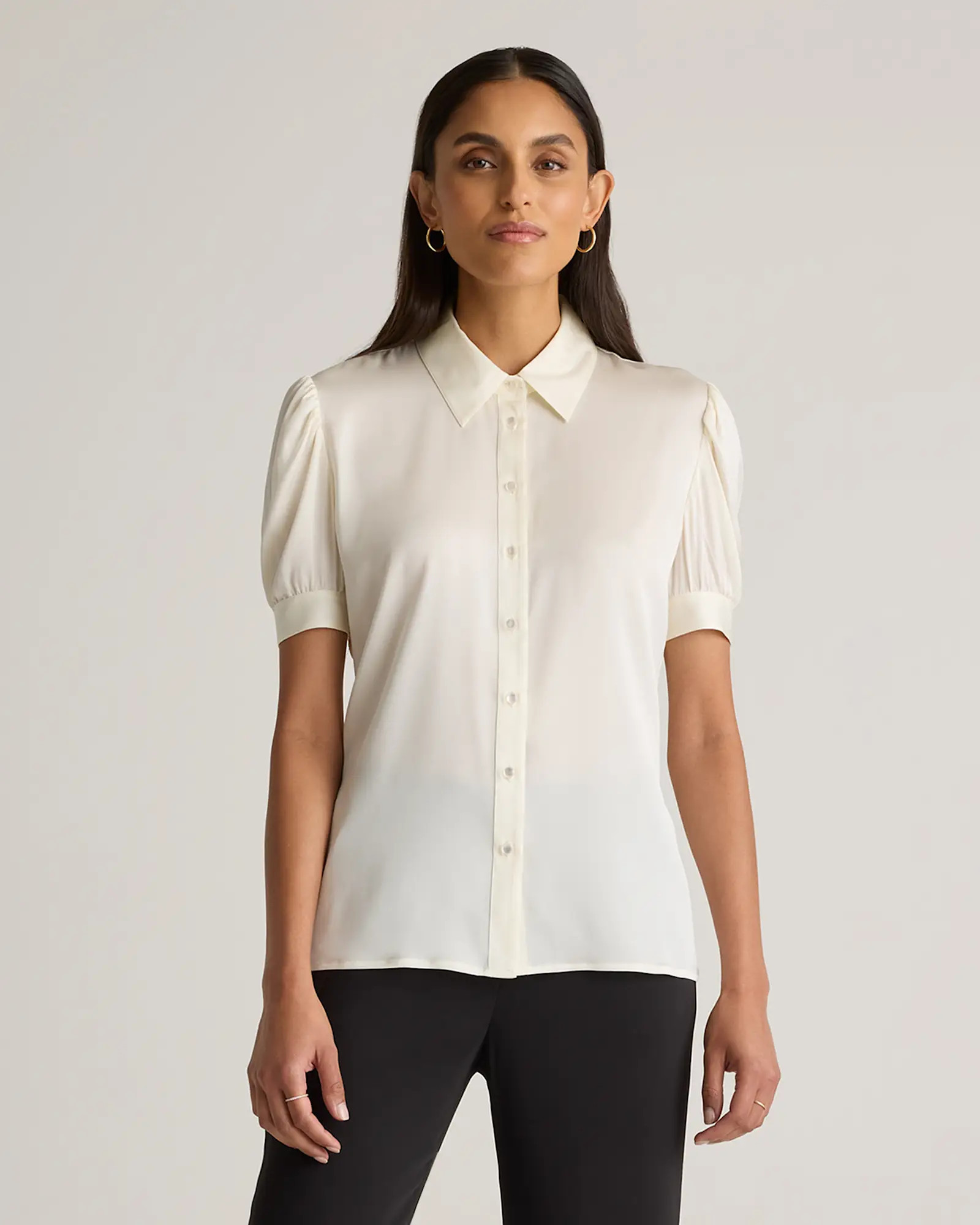 Washable Stretch Silk Puff Sleeve Blouse | Quince