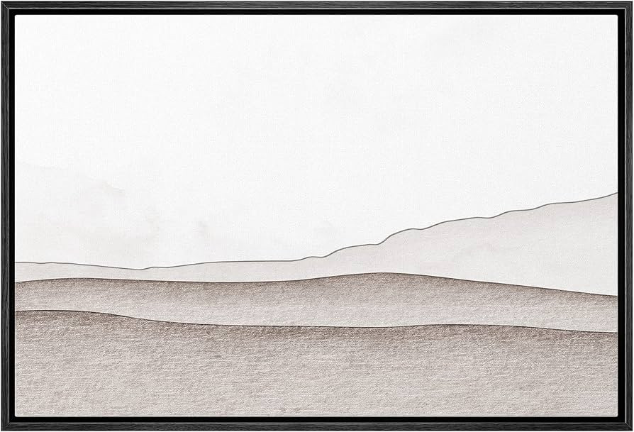 MUDECOR Framed Canvas Print Wall Art Abstract Gray Watercolor Landscape Nature Shapes Illustratio... | Amazon (US)