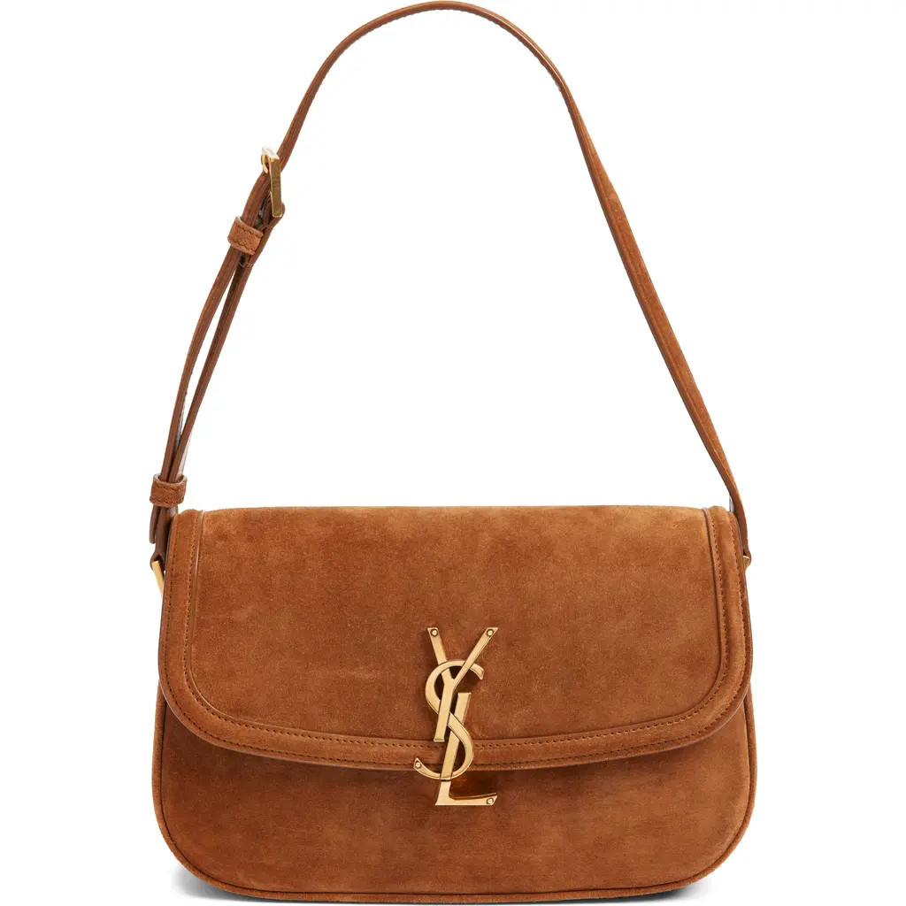 Saint Laurent Medium Solferino Suede Shoulder Bag in Caramel Cognac at Nordstrom | Nordstrom