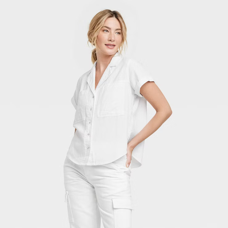 Women's Linen Short Sleeve Button-Down Shirt - Universal Thread™ | Target