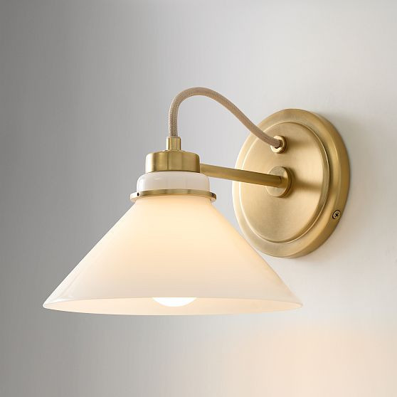 Roslyn Sconce, 8in, Milk Glass/Champagne Bronze | West Elm (US)