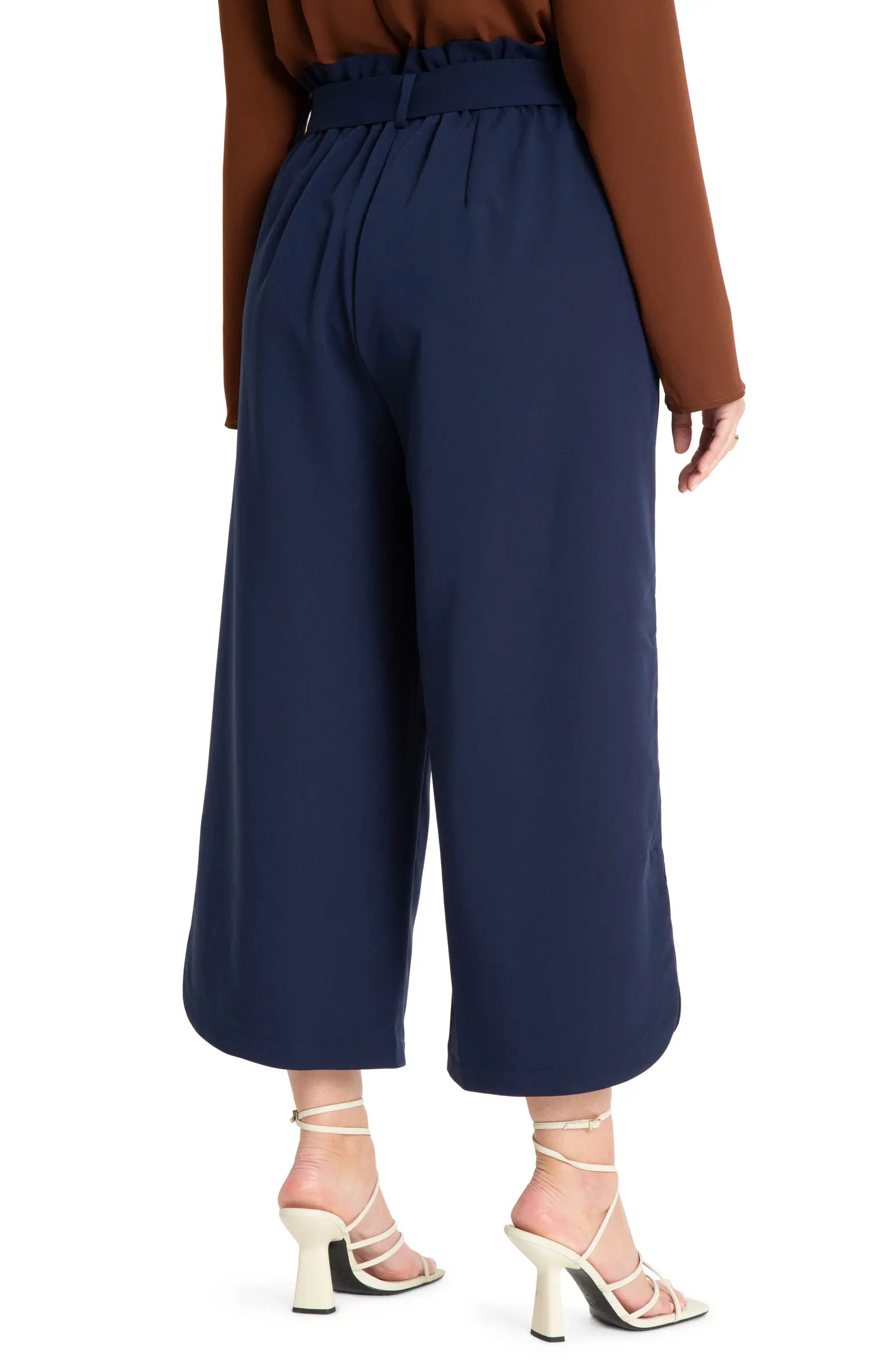 ELOQUII Paperbag Waist Wide Leg Crop Pants | Nordstrom | Nordstrom