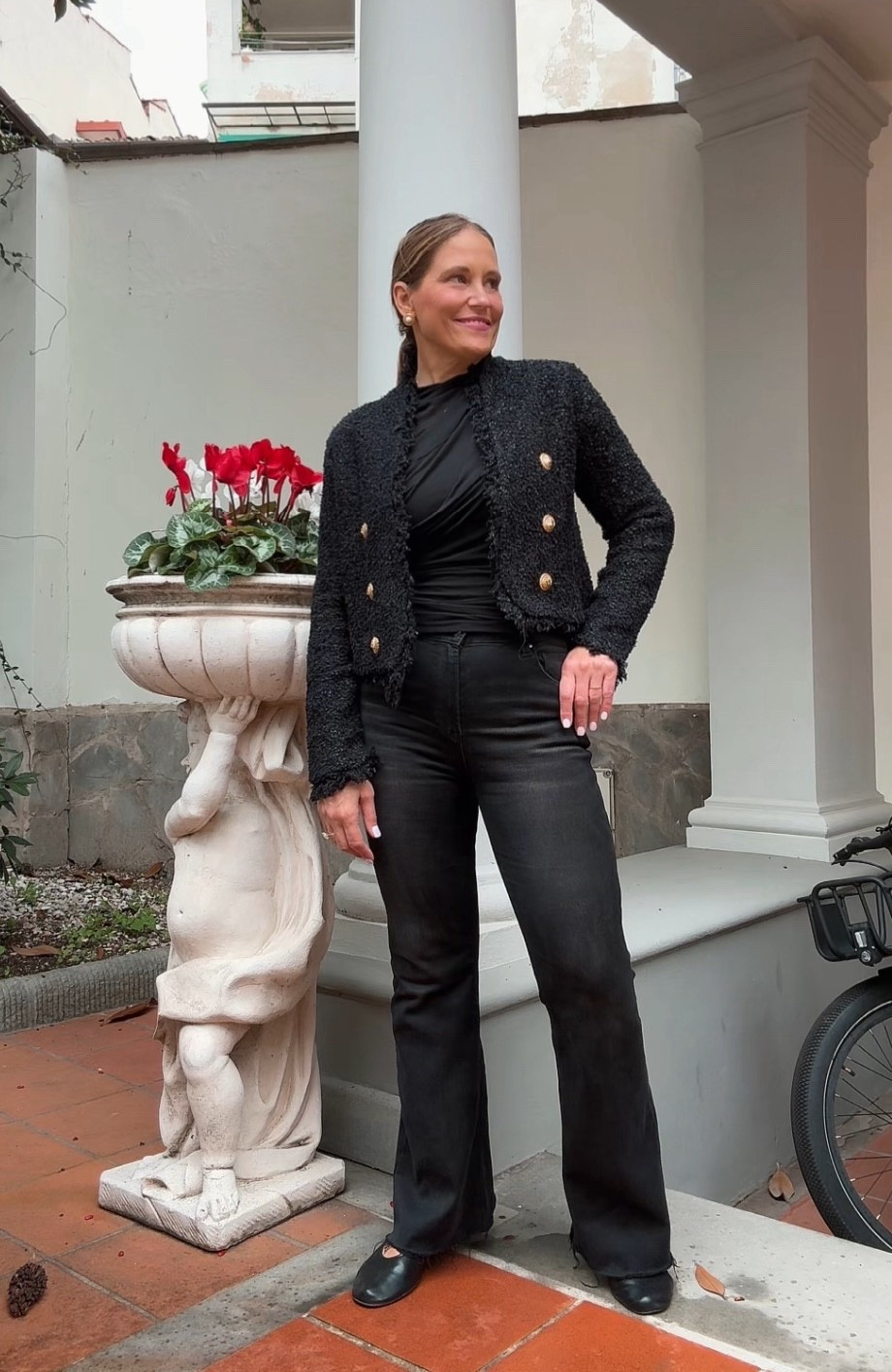 I am loving this outfit I put together! I am also loving this pair of jeans that really complete the outfit! Perfect outfit for layering accessories like silk scarves and statement necklaces. 

#LTKMidsize #LTKSeasonal #LTKOver40