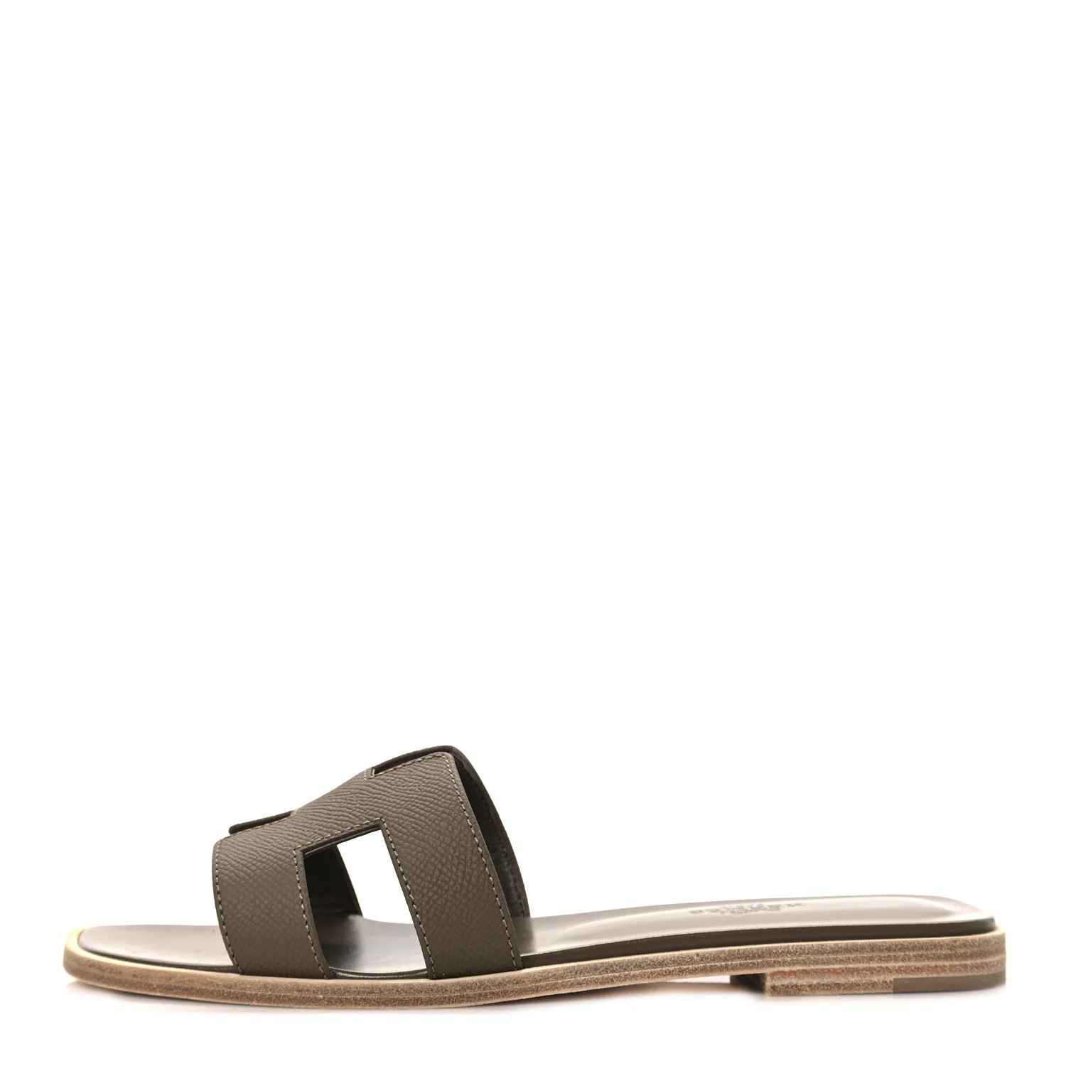HERMES Epsom Oran Sandals 36.5 Etoupe | FASHIONPHILE (US)