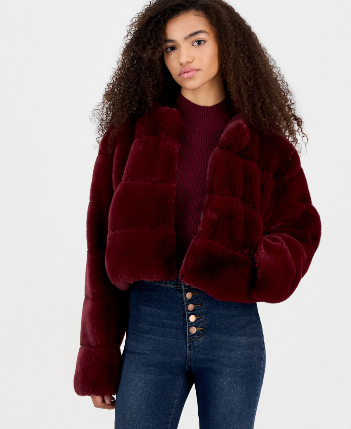 Blank Nyc Women's Faux Fur Collarless Long-Sleeve Jacket - Page Turner | Macy's