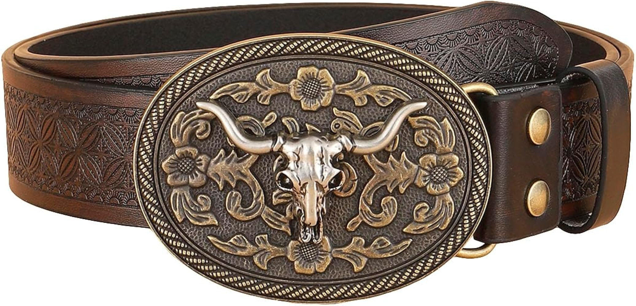 Verdusa Women's Vintage Western Leather Buckle Belt | Amazon (US)