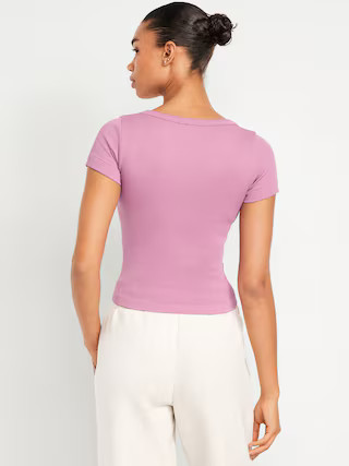 Exhale Seamless Cropped Rib T-Shirt | Old Navy (US)