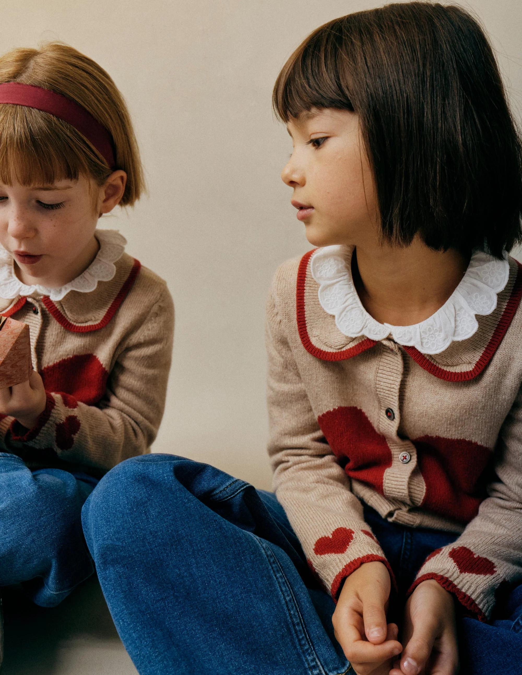 Collared Logo Cardigan-Chinchilla Melange Heart | Boden (US)