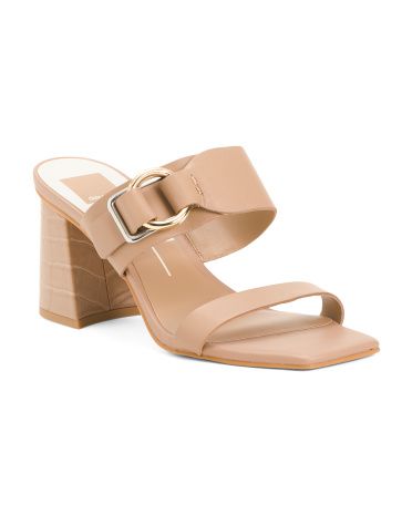 Palyce Buckle Heel Leather Sandals | TJ Maxx