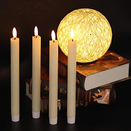 GenSwin Flameless Ivory Taper Candles Flickering with 10-Key Remote, Battery Operated Led Warm 3D... | Amazon (US)