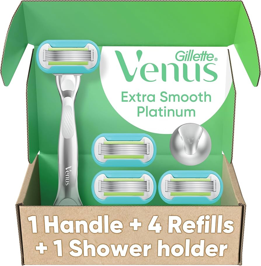 Gillette Venus Platinum Extra Smooth Metal Handle Women's Razor Handle + 4 Blade Refills, Pivotin... | Amazon (US)