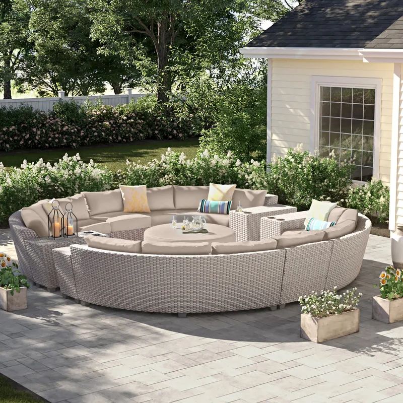 Merlyn All Weather Wicker/Rattan 10 - Person Seating Group with Cushions | Wayfair North America