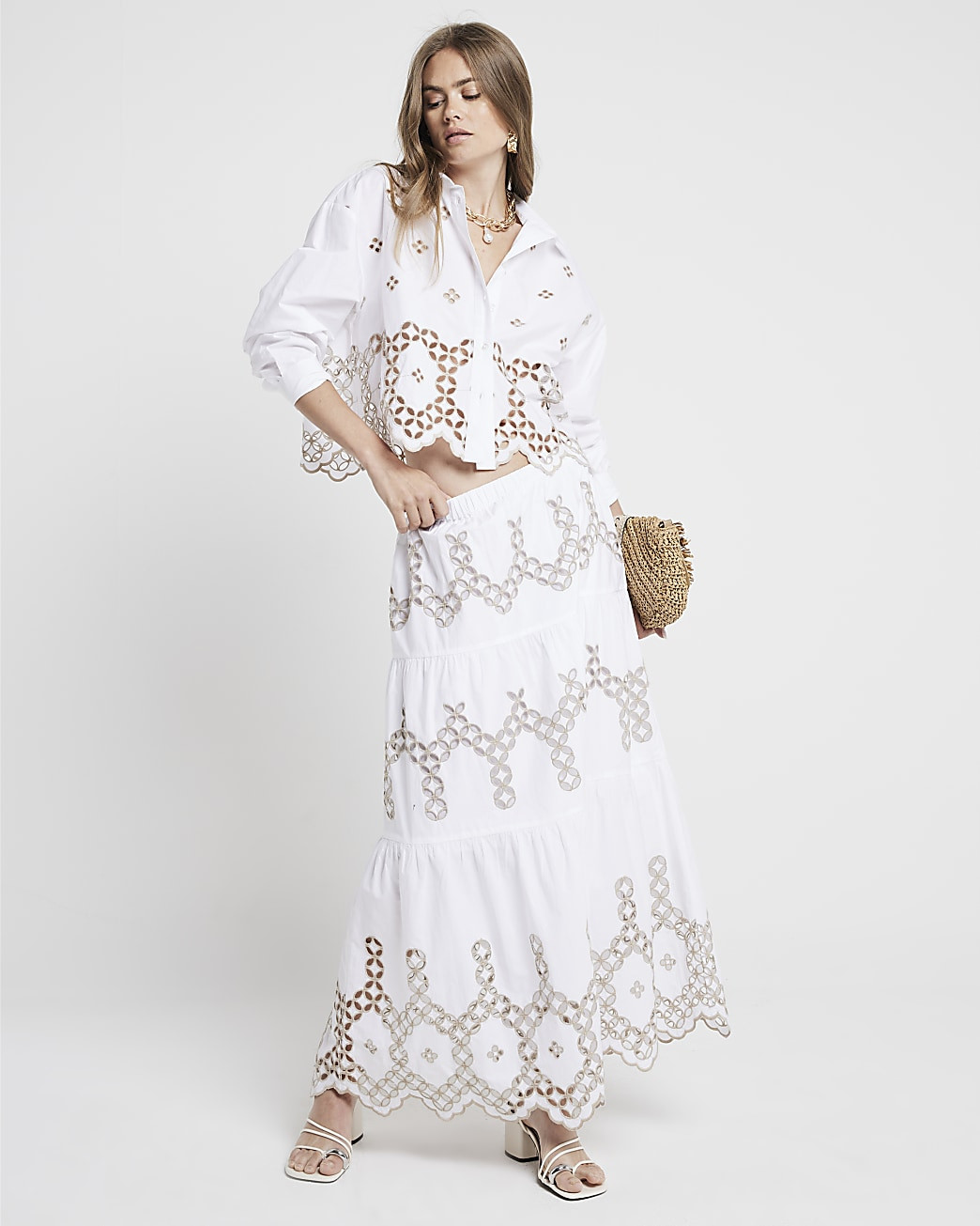 White cut out crop shirt | River Island (UK & IE)