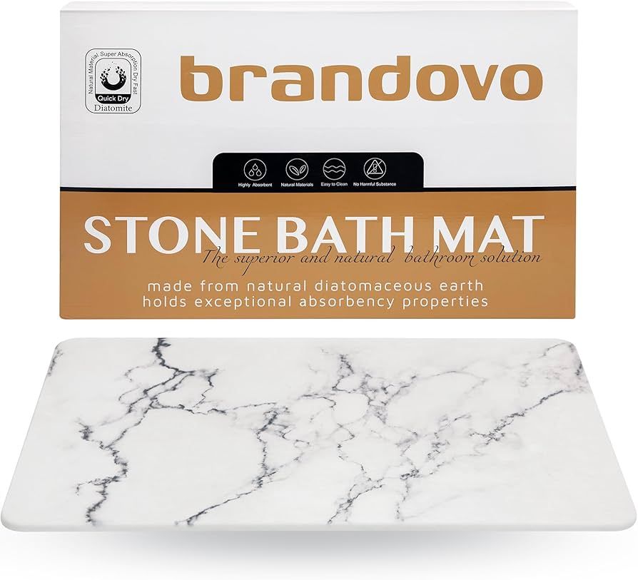 BRANDOVO Stone Bath Mat - Dish Drying Mat - Stone Bath Mats for Bathroom - Diatomaceous Earth Bat... | Amazon (US)