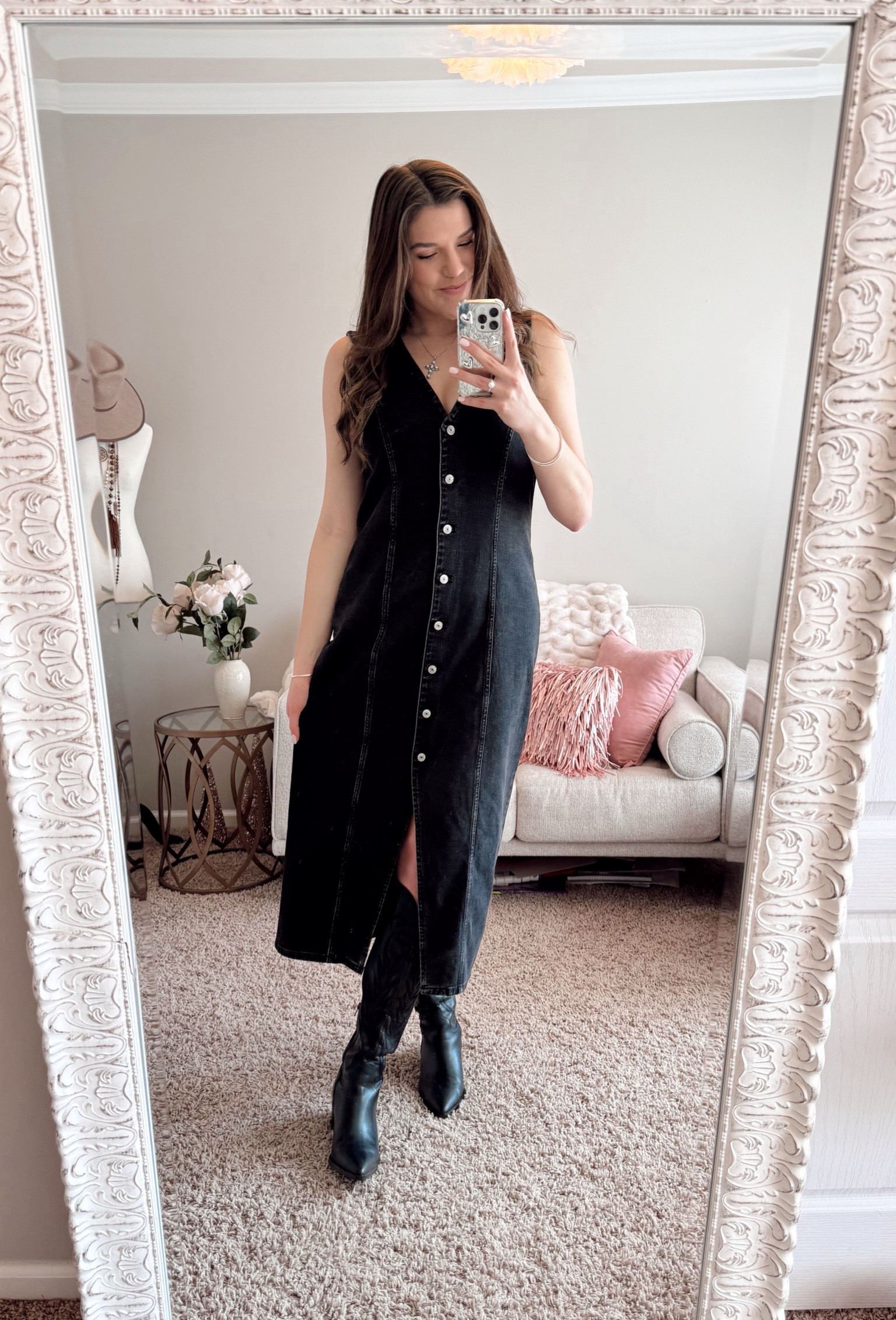 New Abercrombie Midi Dress!!🖤 perfect for spring transition🌸 I’m 5’10” and ordered a size L Tall! Probably could have done a M but it works! On sale now too!✨✨

#LTKSpringSale #LTKSeasonal #LTKfindsunder100