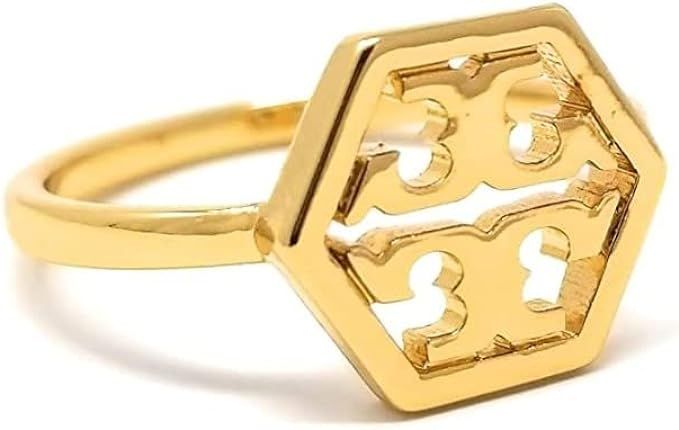Tory Burch 82436 Tory Gold Hex Logo Delicate Ring (Size 5) | Amazon (US)