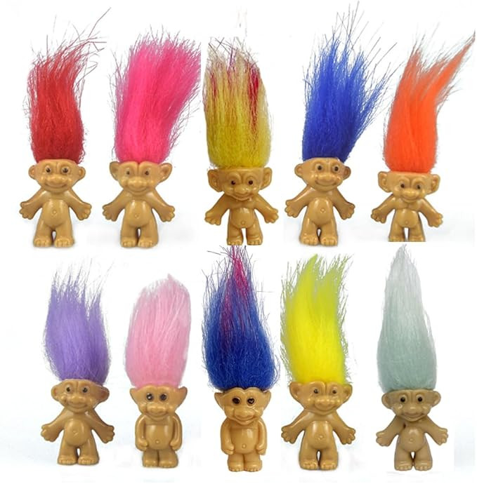 10PCS Mini troll Dolls, Assorted Hair Colors Vintage troll Dolls Action Figures 1.2" Cake Toppers... | Amazon (US)