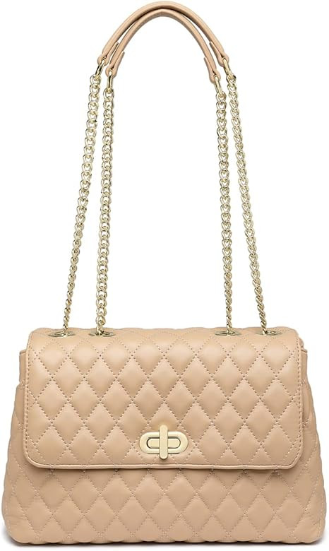 ER.Roulour Quilted Crossbody Bags for Women, Trendy Roomy Shoulder Handbags with Flap Gold Hardwa... | Amazon (US)
