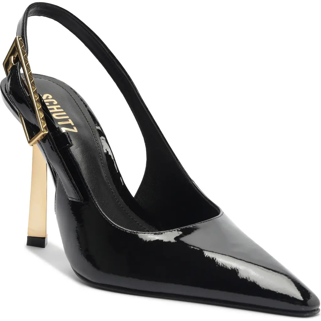 Schutz Ciara Slingback Pointed Toe Pump in Black at Nordstrom, Size 10.5 | Nordstrom