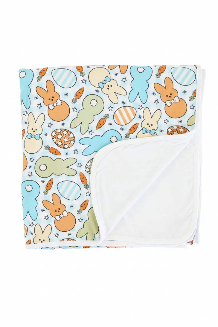 Cottontail Cuties Double Sided Bamboo Blanket | Blue | Caden Lane