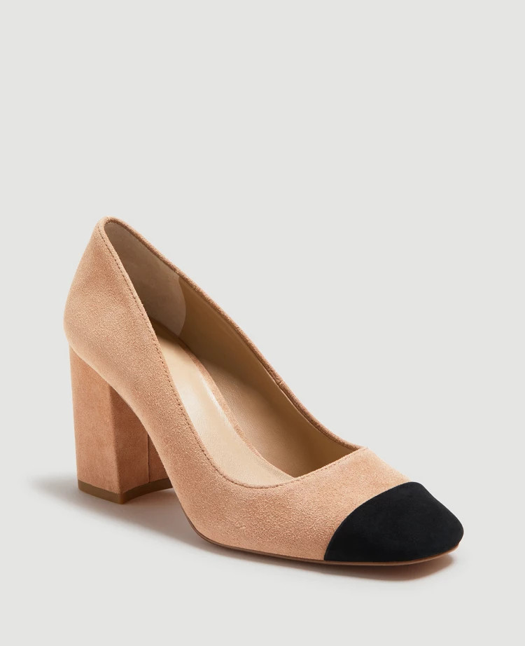 Zahara Cap Toe Block Heel Pumps | Ann Taylor (US)