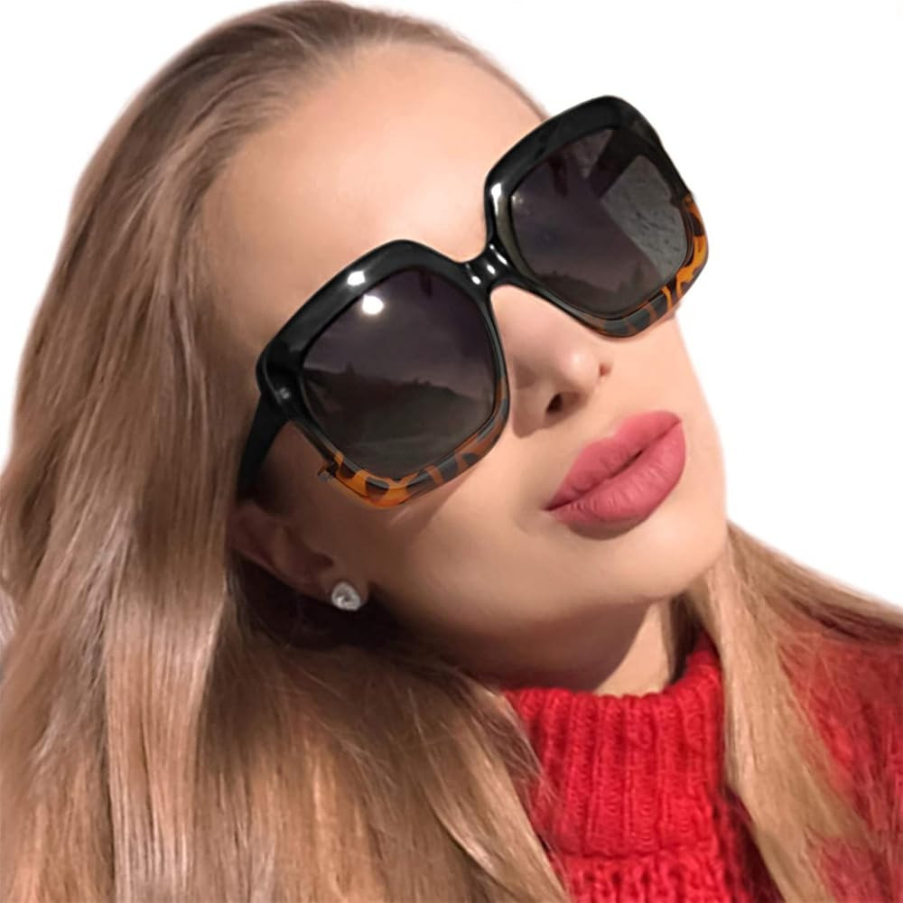 MuJaJa Square Oversized Polarized Sunglasses for Women UV Protection, Classic Vintage Large Fashi... | Amazon (US)