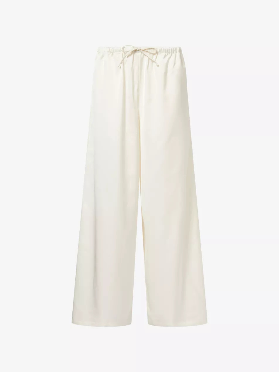 Wide-Leg Drawstring Satin Trousers | Selfridges