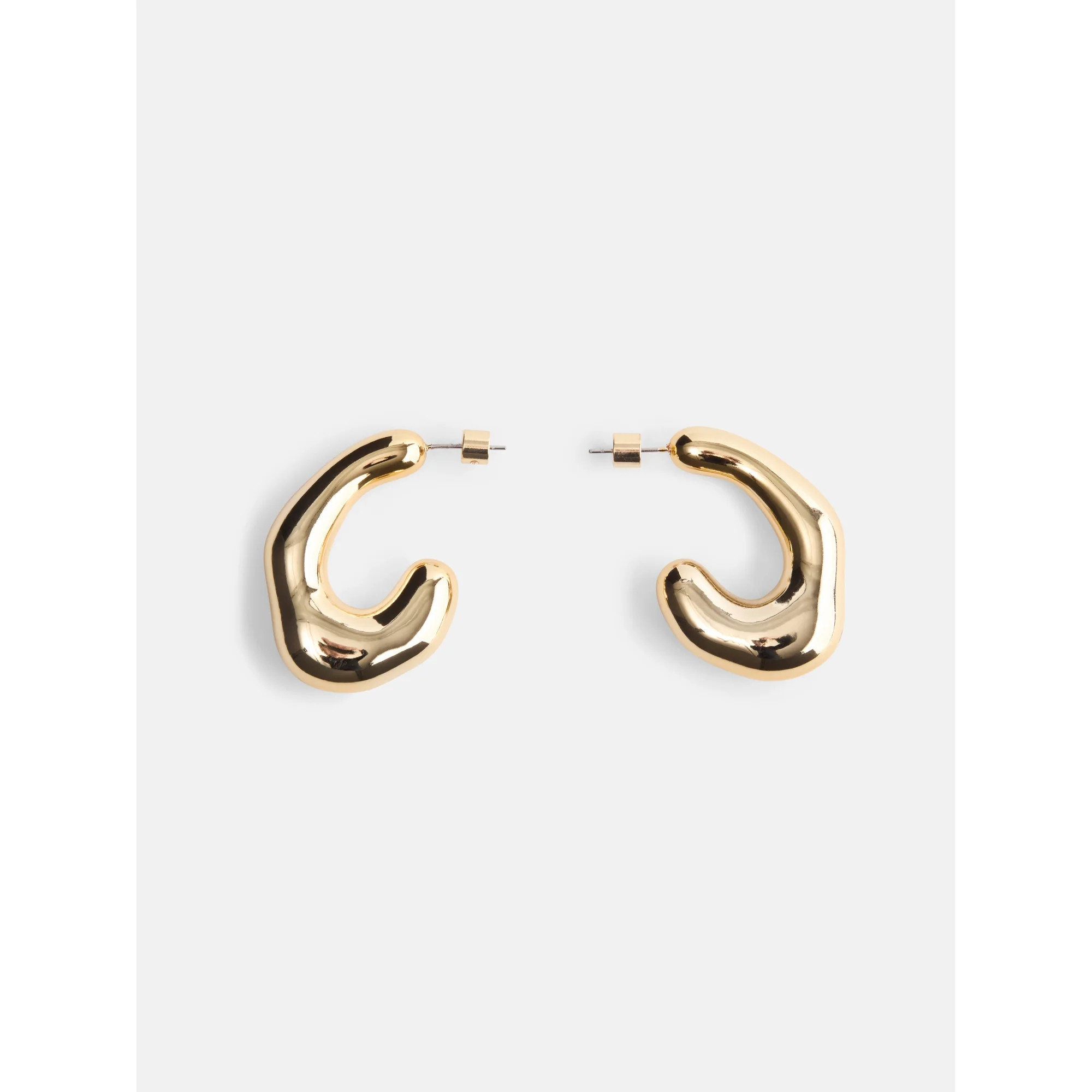 Scoop Women's Gold Tone Abstract Open Hoop Earrings, 1 Pair | Walmart (US)