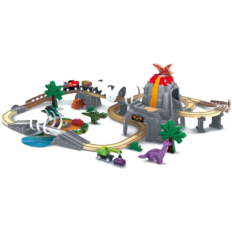 Hape: Dinosaur Railway Adventure Set - 61pc Train Playset, Glow-In-The-Dark, Sound Effects, Dino ... | Walmart (US)