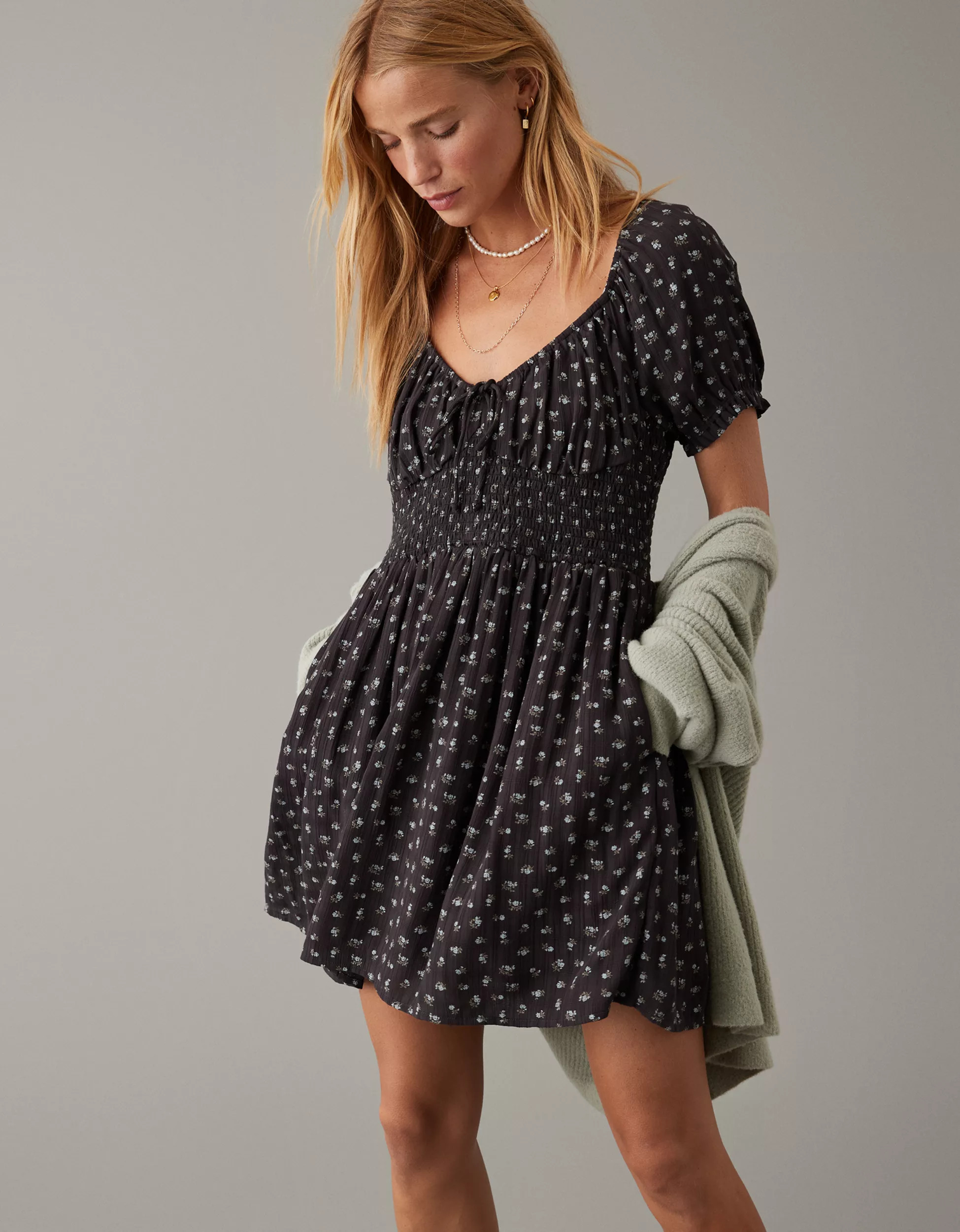 AE Smocked Corset Mini Dress | American Eagle Outfitters (US & CA)