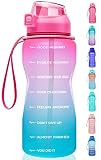 Fidus Large Half Gallon/64oz Motivational Water Bottle with Time Marker & Straw,Leakproof Tritan ... | Amazon (US)