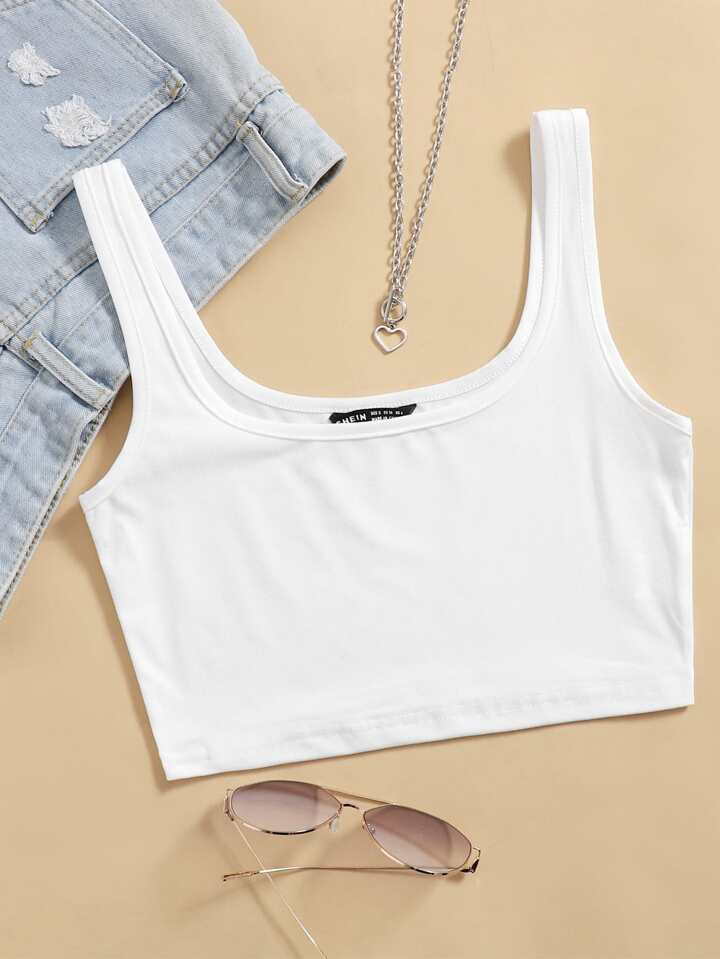 SHEIN EZwear Top tank corto unicolor | SHEIN