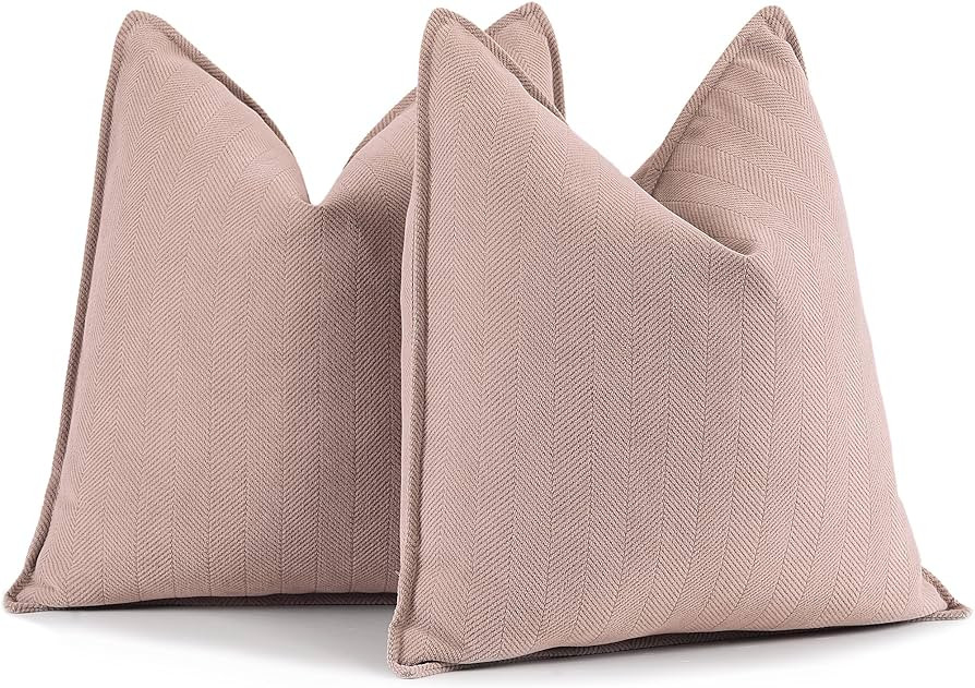 ZWJD Dusty Pink Pillow Covers 24x24 Set of 2 Chenille Pillow Covers with Elegant Design Soft and ... | Amazon (US)