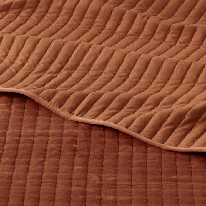 Full/Queen Matte Velvet Solid Quilt Copper - Threshold&#8482; | Target