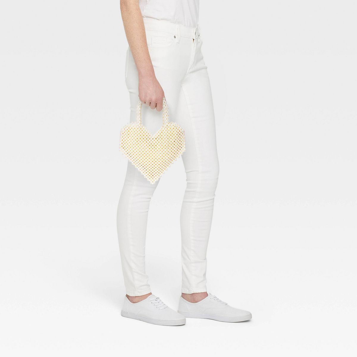 Beaded Pearl Heart Clutch - A New Day™ Off-White | Target