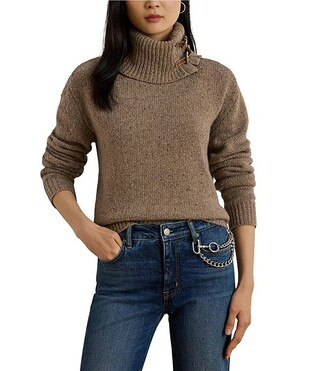Lauren Ralph Lauren Wool Blend Turtle Neck Long Sleeve Buckle Trim Sweater | Dillard's | Dillard's