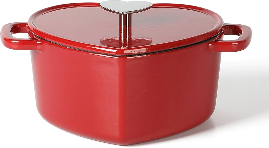 Martha Stewart Heart Shaped Enamel Cast Iron 2-Quart Dutch Oven - Red | Amazon (US)