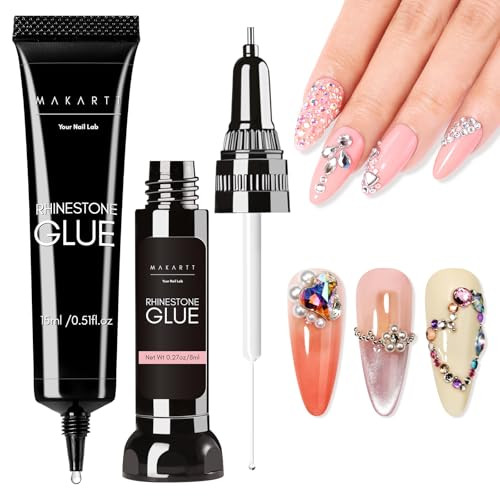 Makartt Nail Rhinestone Glue Set - Gel Nail Glue for Rhinestones, 3D Art Design Super Strong Adhe... | Amazon (US)