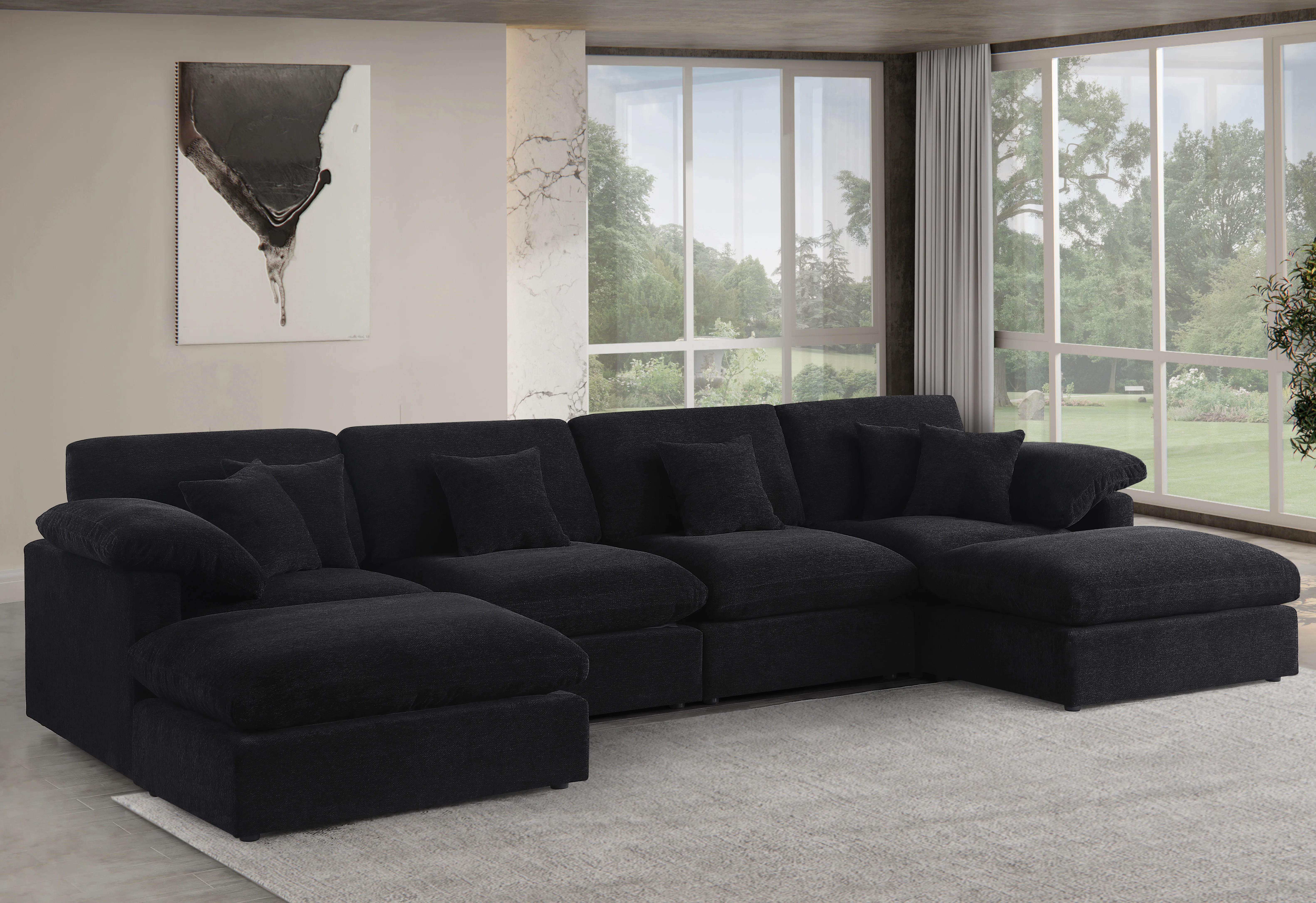 6 - Piece 155.7" U Shape Sectional Sofa Cloud Couch With Removable Ottomans | Wayfair North America