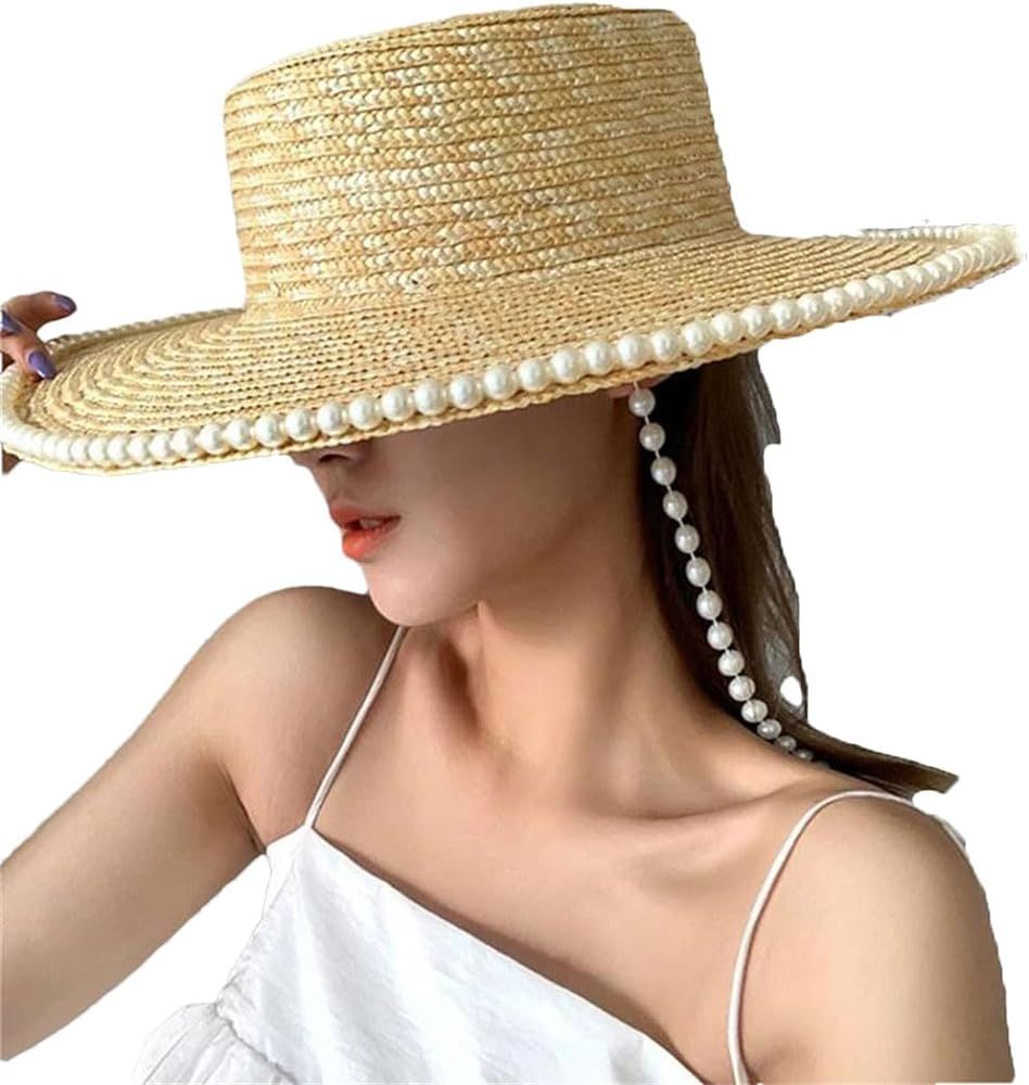 Straw Sun Hat for Women Summer Wide Brim Panama Fishermen Hats Outdoor Foldable Beach Sun Caps | Amazon (US)