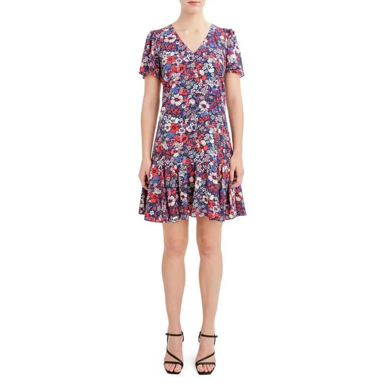 BCBG Paris Women's Short Sleeve Flounce Hem Dress | Walmart (US)