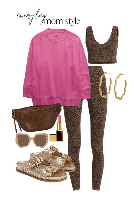 Everyday Mom style. Casual style.
Leggings + sweatshirt outfit ideas. Amazon bum bag. Tom Ford lipstick. Gold sandals. 

#LTKunder100 #LTKunder50 #LTKstyletip