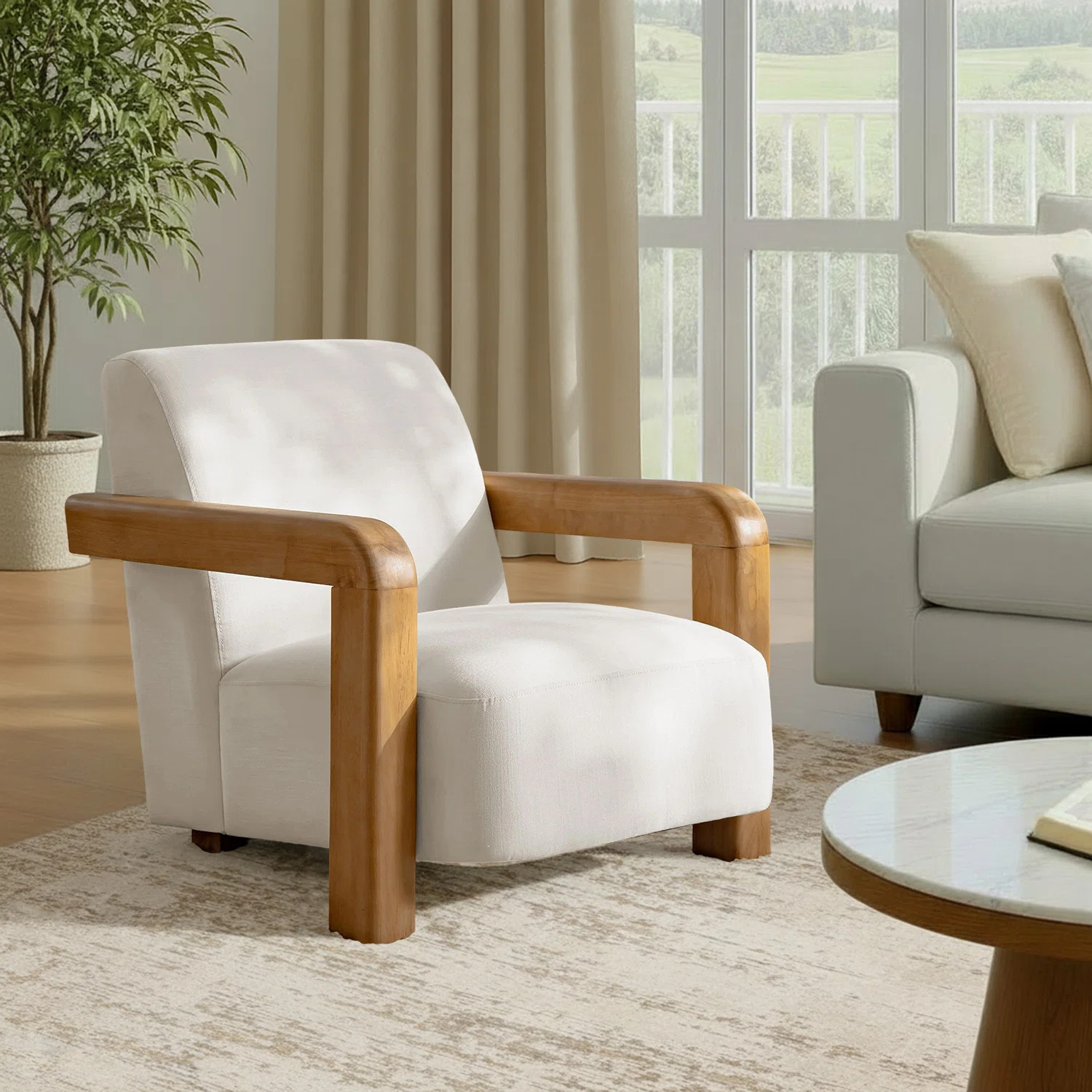 Jakira 24" W Upholstered Accent Chair with Solid Rubberwood Frame | Wayfair North America